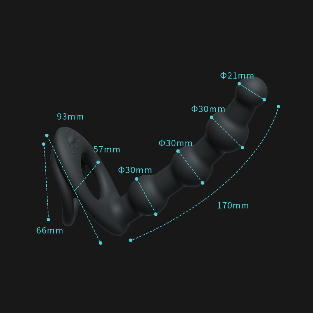 ペニスリング付ビーズアナルバイブ膣とアナルが同時に楽しむ