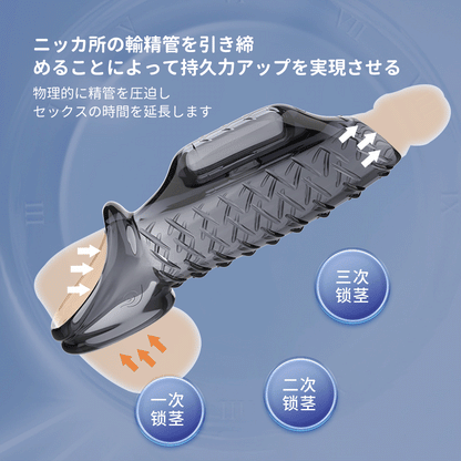 3点開振動ペニスサックダブル精子束縛