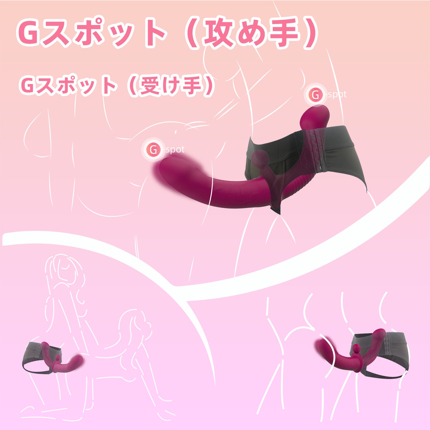 双頭ディルドバイブ   装着パンツ付き1台3役：2人での装着使用・単独バイブとして使用・個人用の自慰使用