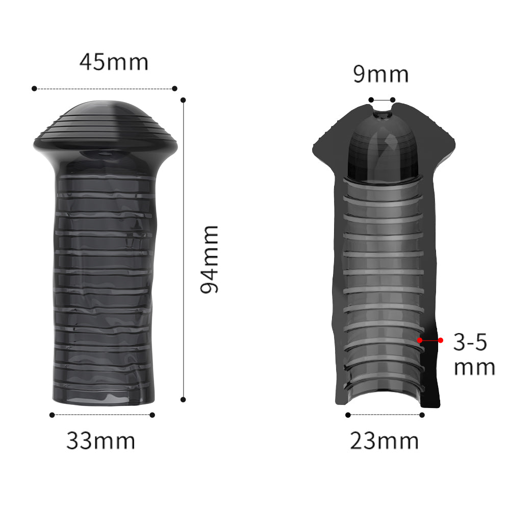キノコ形サック亀頭を隠すことによって過敏度を下げる