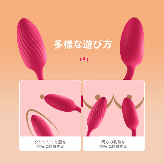 ２点振動エッグ玩具 ダブルエッグバイブ 10振動モード クリトリス膣同時刺激 乳 ダブルエッグバイブ Minhodo