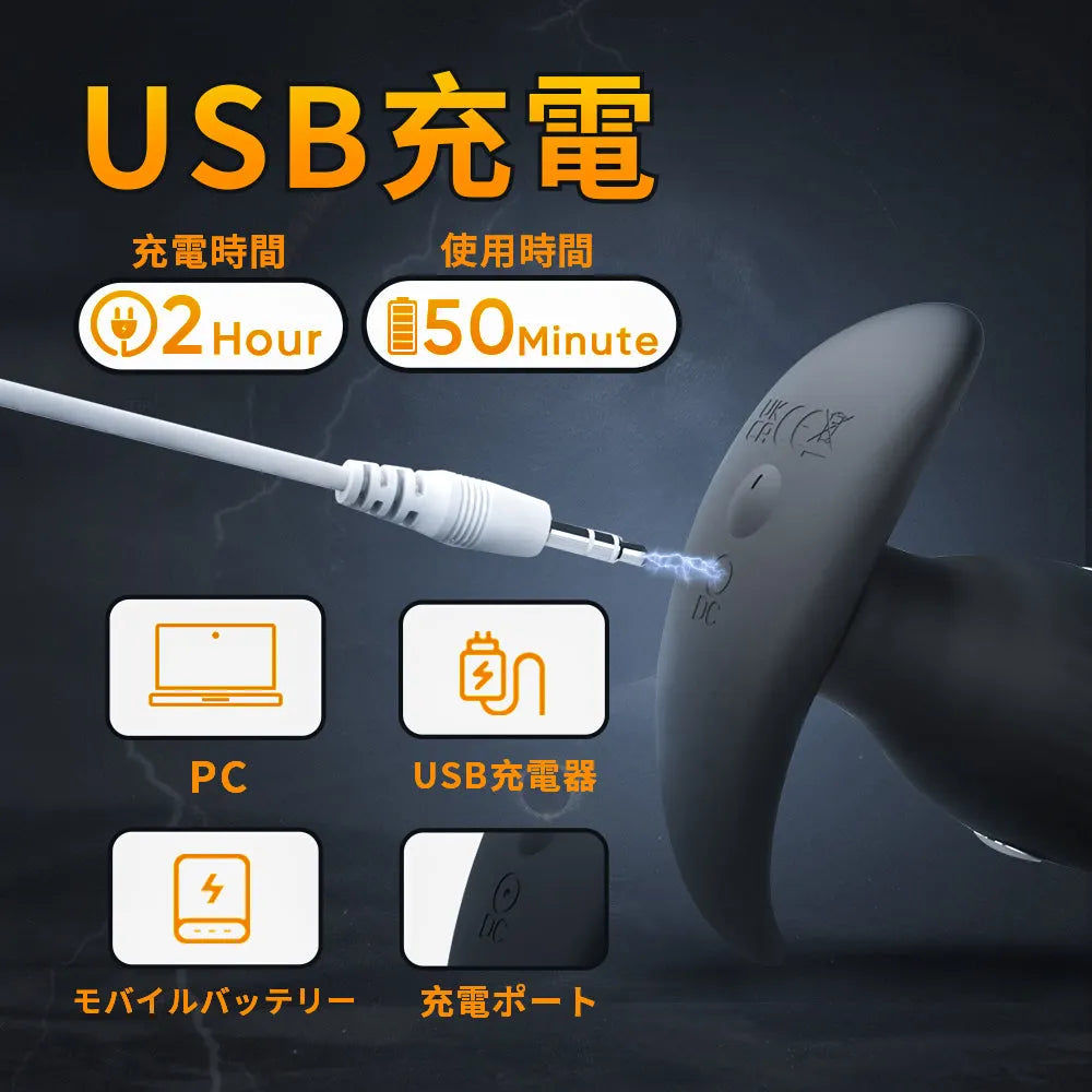 電撃アナルプラグ リモコン操作 低周波刺激 振動7モード 前立腺刺激 防水 シリ リモコン操作 Minhodo