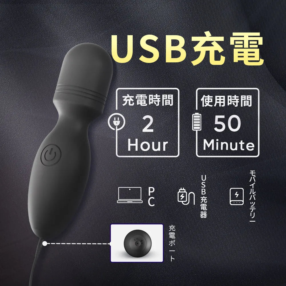 ヒョウタン形ミニ電マ 強力振動 10モード 防水 USB充電 小型バイブ クリト 強力振動 Minhodo