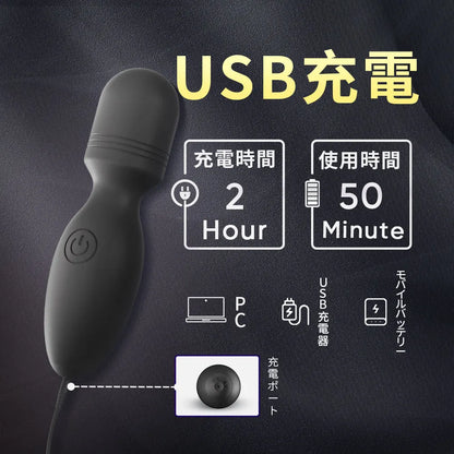 ヒョウタン形ミニ電マ 強力振動 10モード 防水 USB充電 小型バイブ クリト 強力振動 Minhodo