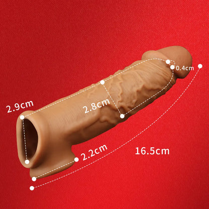 ダブルリキッド ペニスサック ロング 太さ+3cmUP サイズアップ リアル質感 ペニスサック Minhodo