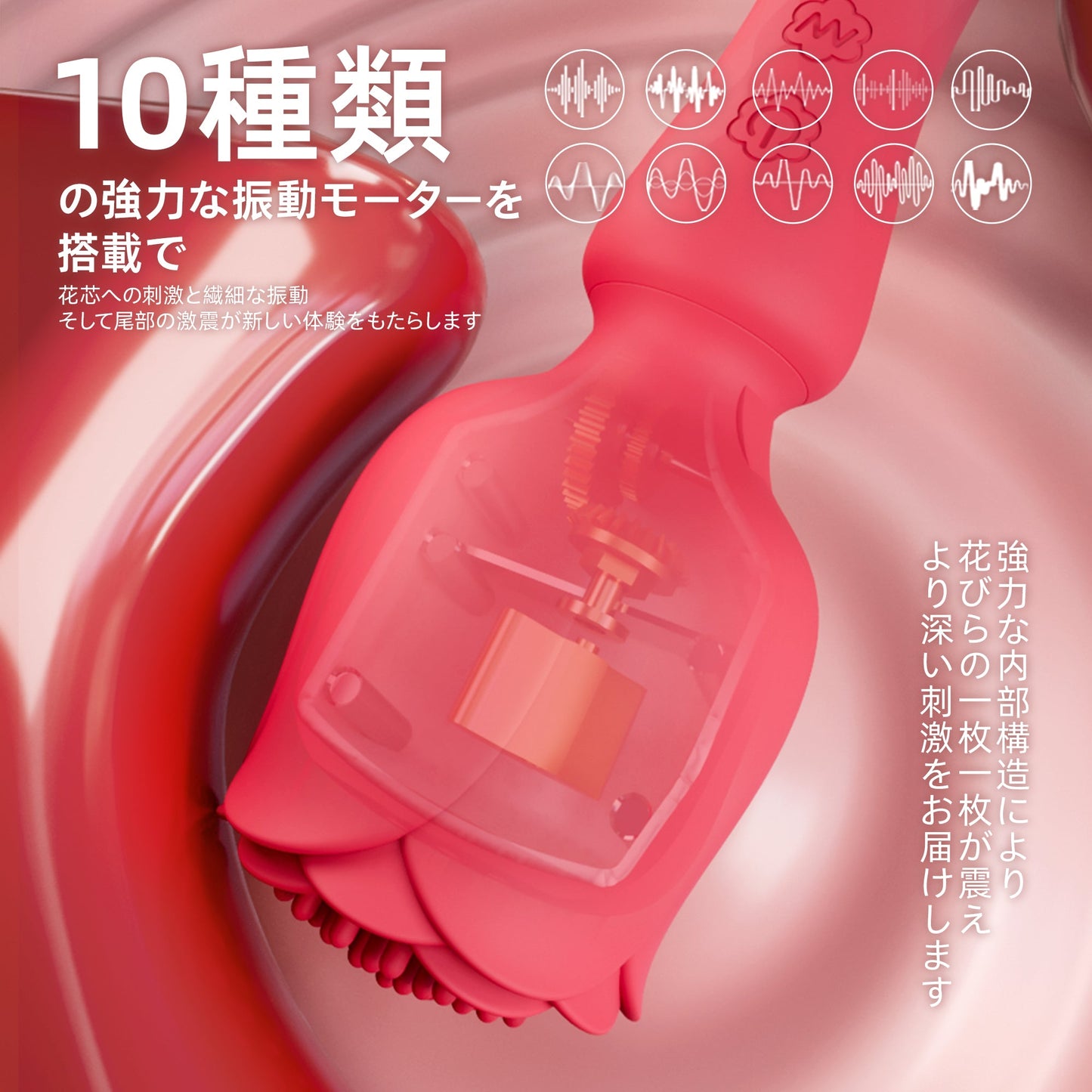 花芯ダブル振動バイブ 18禁 360°回転ヘッド 挿入型 10種振動モード Gス 360°回転ヘッド Minhodo