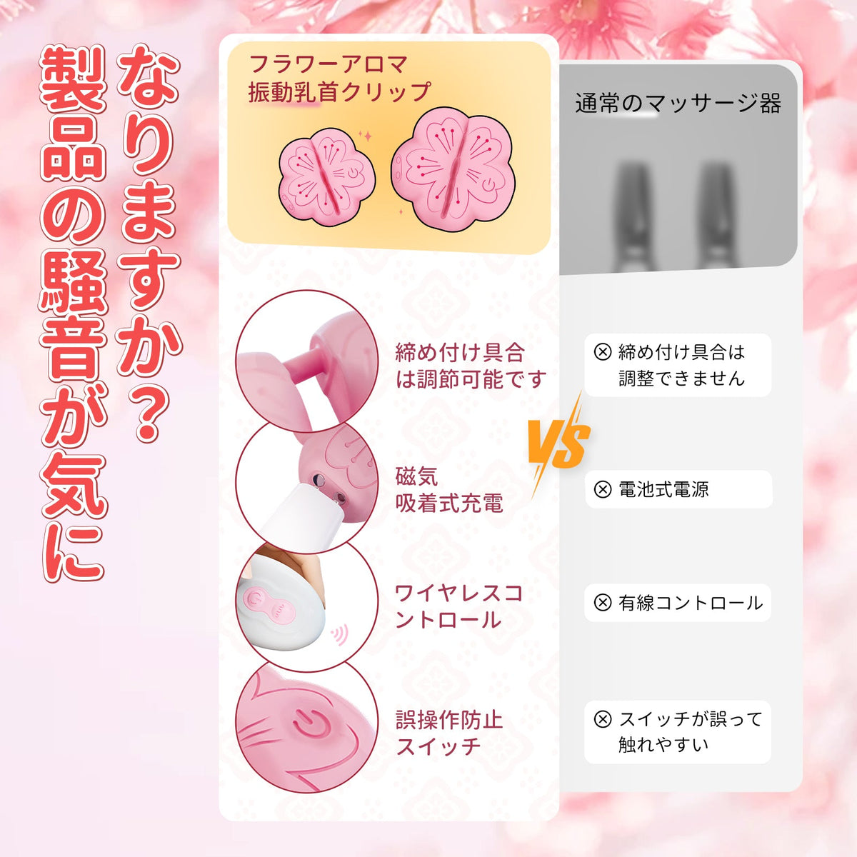 桃花ニップルクリップローター 18禁 10種振動モード 締め付け調整可能 乳首・ 10種振動モード Minhodo