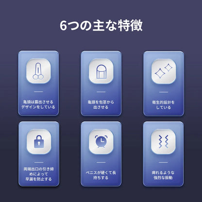 振動ペニススリーブ 亀頭露出設計 早漏防止 ダブル締め付け 持続力アップ 包茎サ 亀頭露出設計 Minhodo