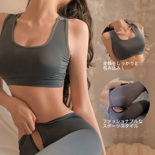 オープンクロッチヨガパンツ セクシー コスプレ ランジェリー 過激 ジッパー付き セクシー Minhodo