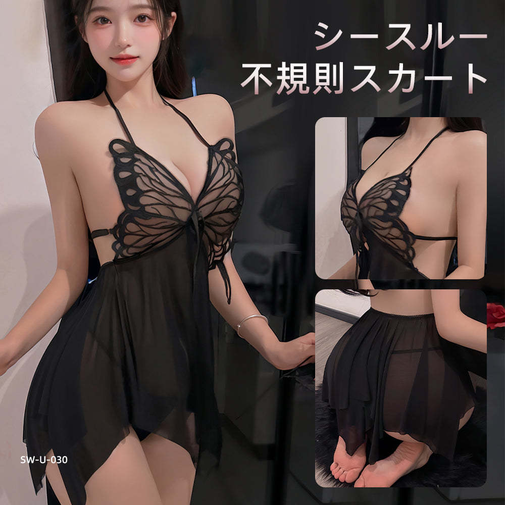 背中開きシースルー蝶結び ランジェリー