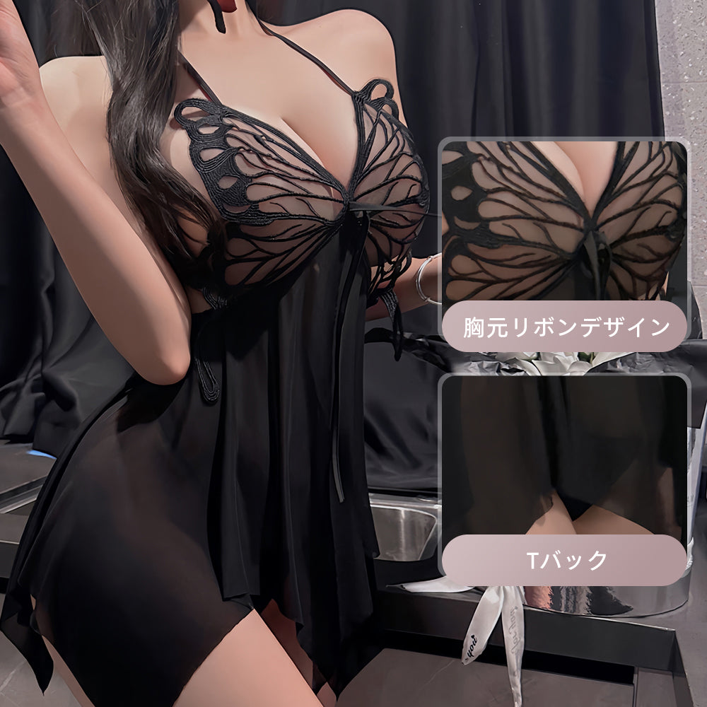 背中開きシースルー蝶結び ランジェリー